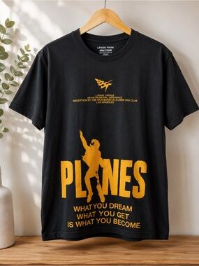 Paper Planes Men's Graphic T-Shirt Black L Logo Quote Streetwear
